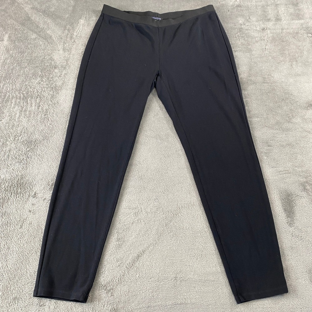 Eileen Fisher Leggings Women PM Black Italian Ponte Knit Pull On Slim Petite